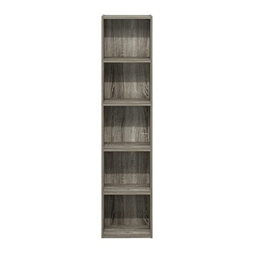Furinno PASIR Book Shelf, 5-Tier Modern Bookshelf, Open Shelves Bookcase 9 x 12 x 52, for Living Room, Bedroom, Home Office, French Oak 8