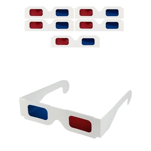QIANCAIWANG 5 Pack 3D Paper Glasses for Movies, Blue and Red 3D Cardboard Glasses for TV, Films (5)