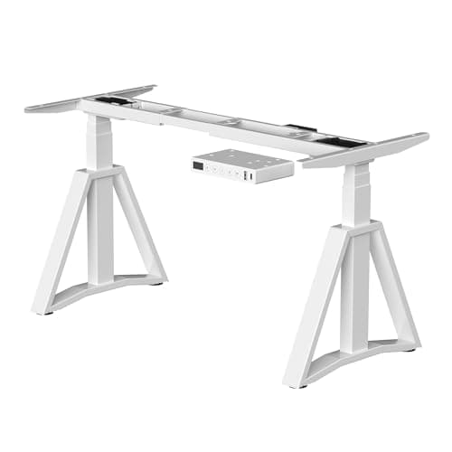 Fromann Electric Height Adjustable Sitting Standing Desk Frame Dual Motors 3 Stages Sit Stand Desk Base Legs Only (White)