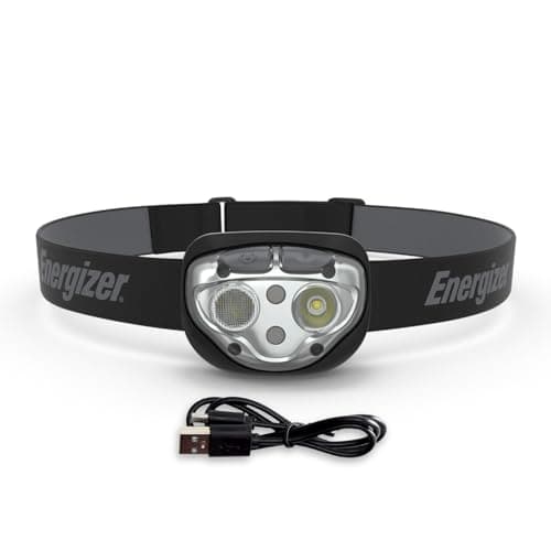 Energizer PRO-400 Headlamp Rechargeable, IPX4 Water Resistant Rechargeable Headlamp, Ultra Bright Multiple Light Modes Head Lamp, Camping, Running, Outdoors, Emergency Light, USB Included