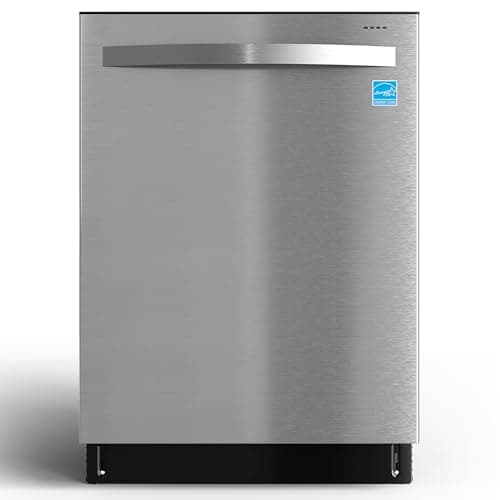 SUNVIVIPRO 24" Built-in Dishwasher, Stainless Steel Dishwasher Machine with Adjustable Racks, 14–16 Place Settings Large Capacity Dish Washer, 8 Wash Programs, Energy Star Certified, Sliver