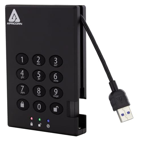 Apricorn Aegis Padlock 3.0 1TB USB 3.0 External Hard Drive, Black