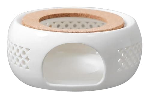 Ceramic Teapot Warmer with Cork Cushion, Teapot Heater, Tea Light Warmer, Suitable for Teapot and Mugs, 6 Inches (Candles not Included)