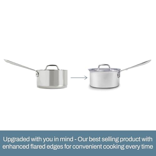All-Clad D3 3-Ply Stainless Steel Sauce Pan with Lid 3 Quart, Induction, Oven Broiler Safe 600F, Multipurpose, Compatible w/ All Cooktops, For Restaurant or Home Kitchen, Pots & Pans, Cookware, Silver 8