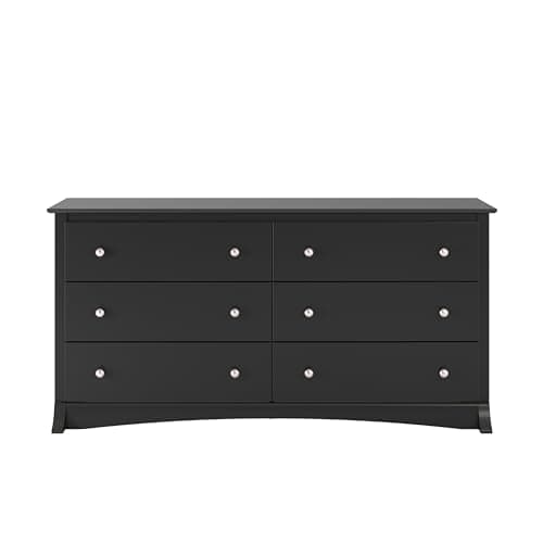 Prepac Sonoma 6-Drawer Double Dresser for Bedroom, Wide Chest of Drawers, Traditional Bedroom Furniture, 59"W x 17.5"D x 29"H, Black 10
