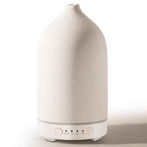 Diffuserlove Ceramic Essential Oil Diffuser 160ML Aromatherapy Diffuser for Home Bedroom Room Cool Mist Humidifier Stone Air Diffusers (Size:6.8" H x 3.6" W)