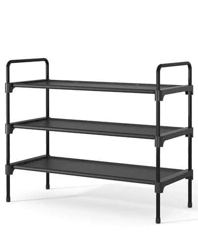 Kitsure Shoe Rack for Closet, Sturdy Shoe Storage for Entryway, Space-Saving Shoe Rack Small and Shoe Shelf, 27.6" Wide, Black