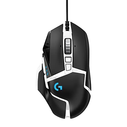 Logitech G502 Hero High Performance Gaming Mouse Special Edition, Hero 25K Sensor, 25 600 DPI, RGB, Adjustable Weights, 11 Programmable Buttons, On-Board Memory, PC/Mac - Black/White