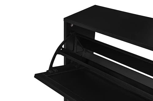 ZeHuoGe Rattan Shoe Cabinet with 3 Flip Drawers, Black 3-Tier Shoe Rack Storage Cabinet for Heels, Boots, Slippers, Free Standing Shoe Rack, Entrance Hallway Entryway (Black) 6