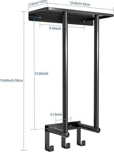 Towel Racks for Bathroom, Bathroom Towel Rack Wall Mounted with Metal Shelf and 3 Hooks for Small Bathroom, Black 6