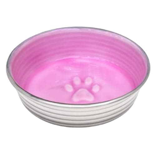 Loving Pets - Le BOL Dog Food Water Bowl Enamel Ceramic Bowl No Tip Stainless Steel Pet Bowl No Skid Spill Proof (Small, Rose)
