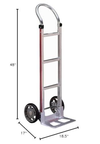 Magliner HMK111AA1 Aluminum Hand Truck, Horizontal Loop Handle, 14" x 7-1/2" Aluminum Diecast Nose Plate, 500 lb Capacity 6