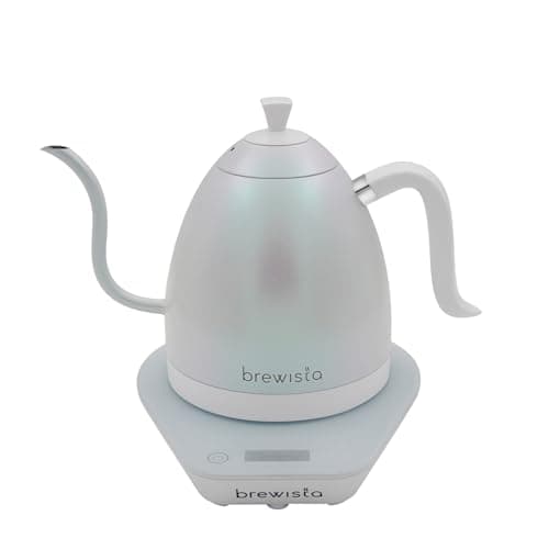 Brewista Artisan Electric Gooseneck Kettle, Water Boiler with LCD Panel, Precise Temperature Control, Fast Boiling and Keep Warm Settings for Pour-Over Coffee & Tea, Café, 1 Liter (White Iridescent)