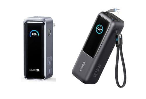 Anker Prime 65W Power Bank with Built-in USB-C Cable - US Black Zolo 25K 165W Power Bank with USB-C and Retractable Cable