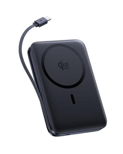 Baseus Picogo Qi2.2 25W Magsafe Portable Charger Power Bank 10000mAh 45W, with Built-in Cable USB-C Fast Charging Magnetic Battery Pack for iPhone 17/16/15/14/13/12 Pro Max/Pixel 10 Pro, Black