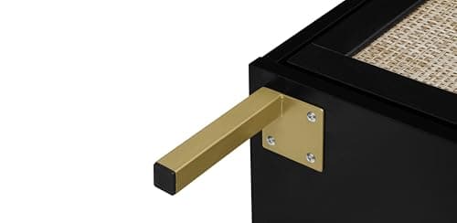 ZeHuoGe Rattan Shoe Cabinet with 3 Flip Drawers, Black 3-Tier Shoe Rack Storage Cabinet for Heels, Boots, Slippers, Free Standing Shoe Rack, Entrance Hallway Entryway (Black) 7