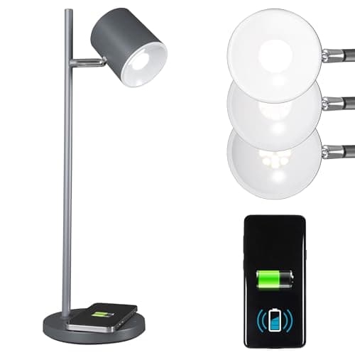 OttLite LED Desk Lamp with Wireless Charger, Good Housekeeping, Modern Book Light, Reading Light, Adjustable, Dimmable, Designed to Reduce Eyestrain, Great Desk Lamps for Home Office