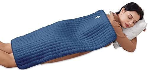 [3 Year Warranty] Portable Electric Heating Pad | Ultra Soft Flannel Blanket | 6 Temp Settings | Auto Shut-Off | Heating Therapy for Back, Neck, Abdomen & Shoulders | 33"x17" Navy
