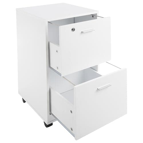 File Cabinet - 2-Drawer Cabinet with Lock and Deep Drawer Storage - Rolling Filing Cabinet for Under The Desk, Home, or Office by Lavish Home (White) 8