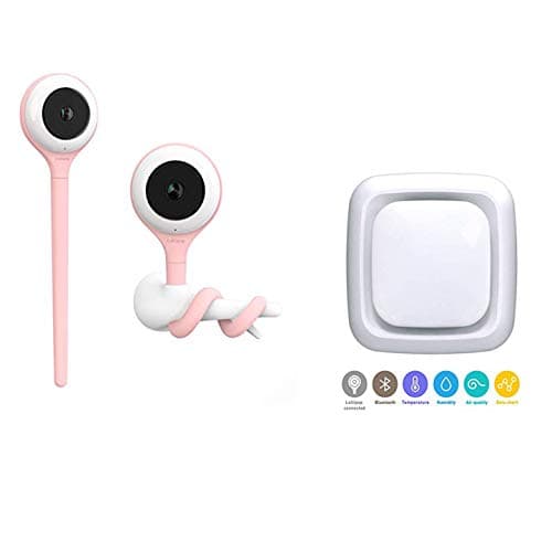 Lollipop Camera Baby Monitor Upgraded Smart Wi-Fi Camera of True Crying Detection, Two-Way Audio, Infrared Night Vision Bundle with Smart Air Quality Sensor (Lolipop Cotton Candy)