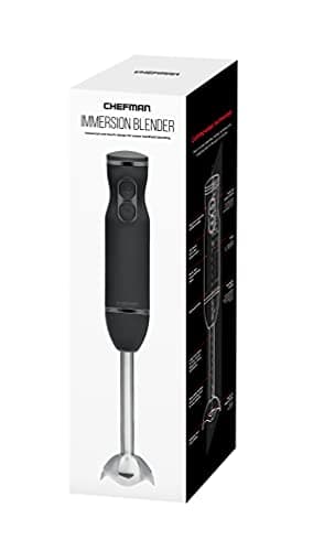 Chefman Immersion Stick Hand Blender Powerful Electric Ice Crushing 2-Speed Control Handheld Food Mixer, Purees, Smoothies, Shakes, Sauces and Soups, Black 8