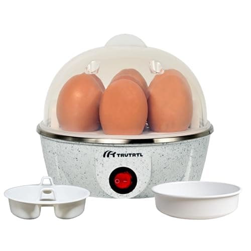 truTRTL Electric Egg Cooker | Boils upto 7 eggs | Poacher | Omelet maker | Vegetable steamer, dumpling & More | Marble