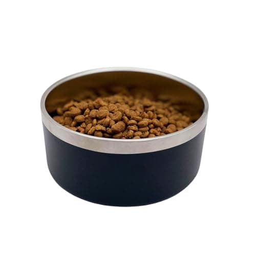 Eastern Drift Pet Food Bowl, Non Slip Stainless Steel, Pet Food Water Bowl for Dogs & Cats Reusable Insulated Stainless Steel Food Bowls for Dog Cat BPA Free (32 oz) (Black)