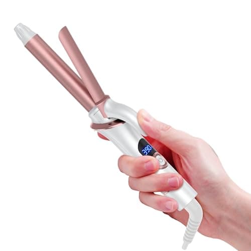 Mini Curling Iron, Ukliss Travel Friendly Double Voltage Curling Iron Wand for Short Hair, Ceramic Curling Wand for Versatile Styling, Portable and 60 Mins Auto-Off, 5 Heat Settings, White 3/4 inch
