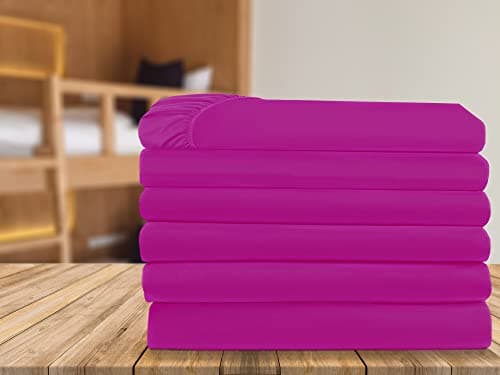 Elegant Comfort 6-Pack Fitted Bottom Sheets 1500 Thread Count Premium Hotel Quality, Deep Pocket, Wrinkle-Free, Stain and Fade Resistant, 6PACK Fitted Sheet, Twin/Twin XL, Pink