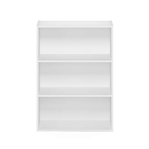 Furinno PASIR Book Shelf, 3-Tier Bookshelf, Storage Shelves Bookcase, 9.7 x 23.7 x 31.5, for Living Room, Bedroom, Home Office, Plain White 9