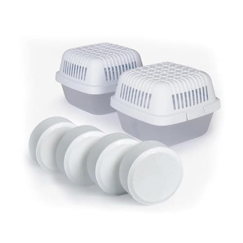 HUMYDRY Moisture Absorber Dehumidifier for Home, Smart Pack of 2 Dehumidifiers of 15.9oz with 4 Refills, No Electricity, Reusable Moisture Absorbers for Bedroom, Kitchen, Safes, RV, Boat, Basements