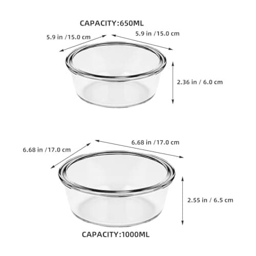 LABRIMP 2pcs High-temperature Resistant Glass Bowl for Air Fryer Baking Serving for Salad Noodles Desserts Food-grade Glass Kitchenware 2