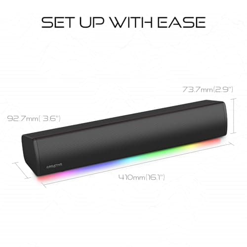 Sound Blaster GS3 (White) Compact RGB Gaming Soundbar with SuperWide Technology, Powered via USB, Bluetooth 5.4, Headphone-Out Port, for PC and Mac 5