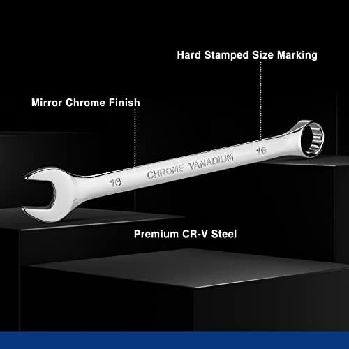 WORKPRO 12-Piece Combination Wrench Set, Metric 8-19mm, Premium Cr-V Wrench Sets, 12PT, Mirror Polish Chrome Plating with Rolling Pouch 5