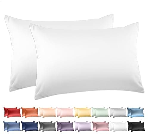 Deep Dream 100% Cotton Pillow Cases Standard Size Set of 2, 600 Thread Count Cotton Pillowcases Standard, White Pillow Cases Set of 2 with Envelop Closure, 20x26 Inches