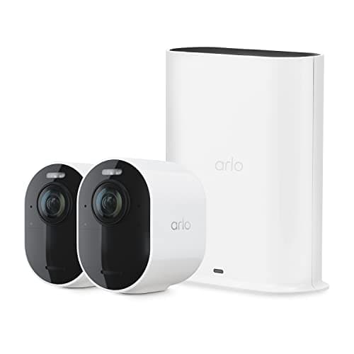 Arlo Ultra 2 Spotlight Camera 4K HDR (2 Cameras, SmartHub Included & Required) | Wireless Home Security Camera | Color Night Vision, Motion Sensor, 180º View, 2-Way Audio, White
