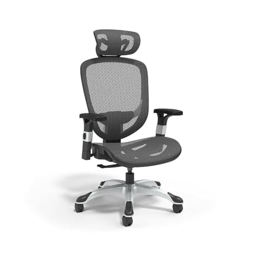 Union & Scale Flexfit Hyken Mesh Task Chair, Supports Up to 300 lbs, 17.24" to 20.98" Seat Height, Black Seat, Black Back.Silver Base