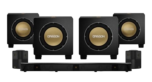 Nakamichi Dragon 11.4.6 Ch Surround System w Dolby Atmos/DTS:X Pro (Pro Cinema Engine), HiFi AMTs, Quad Reference 12" Subs, Bipolar Surr, 6 Discrete Height Ch, 5500Watts Max Output. AVR Grade Soundbar