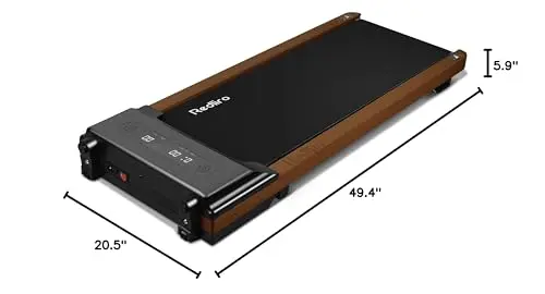 Redliro Walking Pad, Wood Under Desk Treadmill 300 lb Capacity Installation-Free for Home Office Use with Remote Control LED Display 8