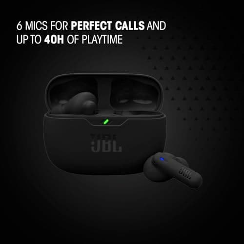 JBL Vibe Beam 2 - True Wireless Noise Cancelling Earbuds with JBL Pure Bass Sound & Smart Ambient technology, 4mics for crisp, clear calls, up to 40Hrs of Playback, IP54 Dust & Water resistant (Black) 6