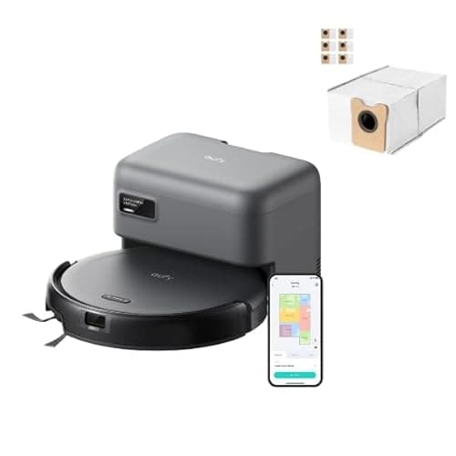 eufy Robot Vacuum C10 with Self Emptying, 8 Weeks Hands Free, Advanced Smart Mapping with LiDAR Navigation, 2.85-Inch Slim Design, Powerful Suction, Edge Expansion Brush for Pet Hair +6 Pack Dust Bag