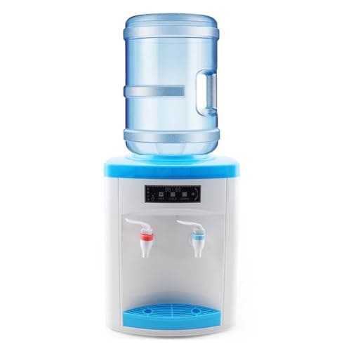 WEBTB Desktop Electric Hot Cold Water Cooler Dispenser Top Loading Water Cooler Dispenser Countertop Water Cooler Dispenser Freestanding 3-5 Gallon Ice Hot Cold Water Dispenser 550W for Home Office