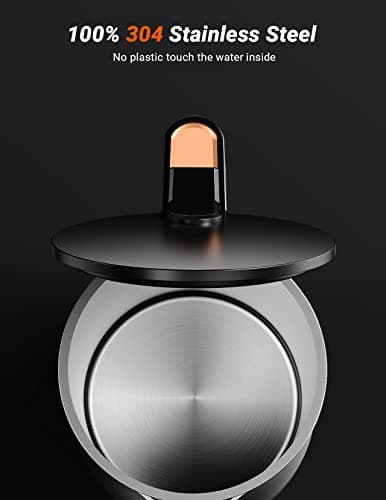 Electric Kettle, 304 Stainless Steel Interior, BPA-Free, Double Wall 1.5L Hot Water Boiler, 1500W Tea Kettle with Auto Shut-Off & Boil Dry Protection, Cordless Base & LED Indicator 5