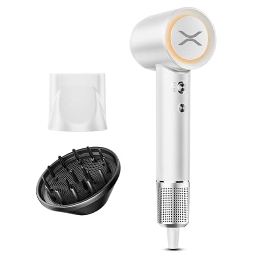 High-Speed Hair Dryer, 110,000 RPM Ionic Blow Dryer with 200 Million Negative Ions, Quiet (51dB), Thermo-Control, Fast Drying, Magnetic Diffuser & Nozzle for Women, Men, and Kids