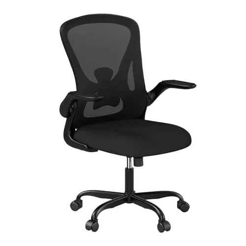 Sytas Ergonomic Desk Chair with Padded Flip up Arms and Supportive Lumbar Support, Breathable Mesh Home Office Chair with Comfortable Cushion for Home or Office(Black) 7