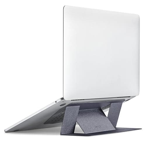 MOFT Laptop Stand for Desk, Adhesive MacBook Computer Stand with 2 Adjustable Viewing Angles, Foldable and Portable Laptop Riser Compatible with 11"-16" Laptops, Space Gray(Adhesive Version)