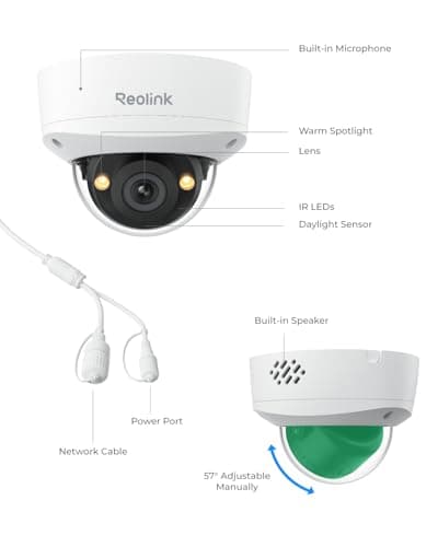 REOLINK 5MP Outdoor Security IP Camera, Turret Surveillance PoE with 2.8mm Lens,130° Diagonal,IK10 Vandal Proof,Smart Detection,Color Night Vision,2-Way Talk,IP67 Weatherproof,RLC-540A 8