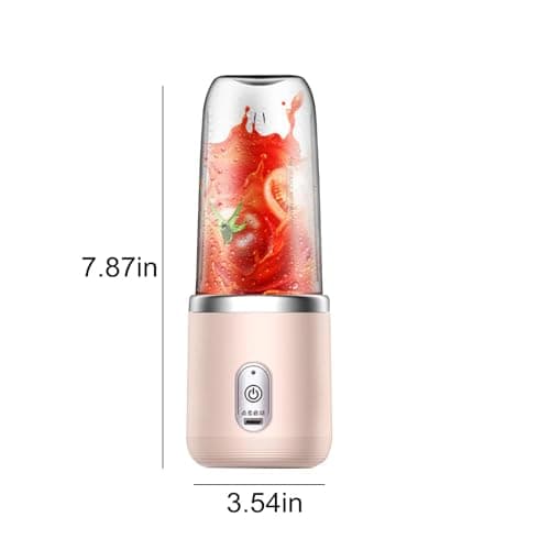 Portable Blenders, Small Blenders Fruit Juicer USB Rechargeable With 6 Blades Blenders For Shakes, Portable Fruit Juicer Blenders Handheld Smooths Blenders For Sports Travel And Outdoors (Pink) 7
