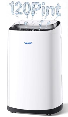 WHOY Dehumidifier for Basement 6,000 Sq Ft, 120 Pints Max. Smart Compressor,Intelligent Humidistat, Smart App-Controlled with Darin Hose And App Control for Basement, Bathroom,Living room,Bedroom,Home