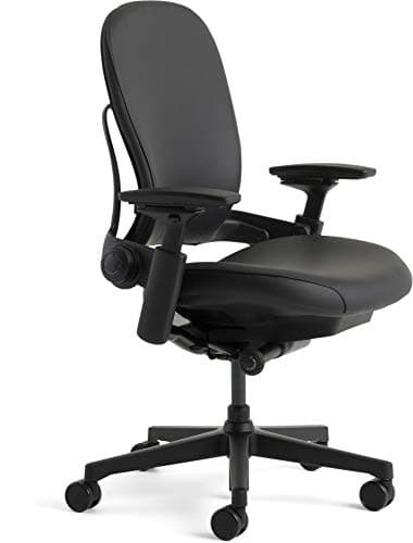 Steelcase Leap Office Chair - Ergonomic Work Chair with Wheels for Carpet Flooring - Work Chair Supports Unique Body Shape - with Natural Glide System & Liveback Technology - Black Leather